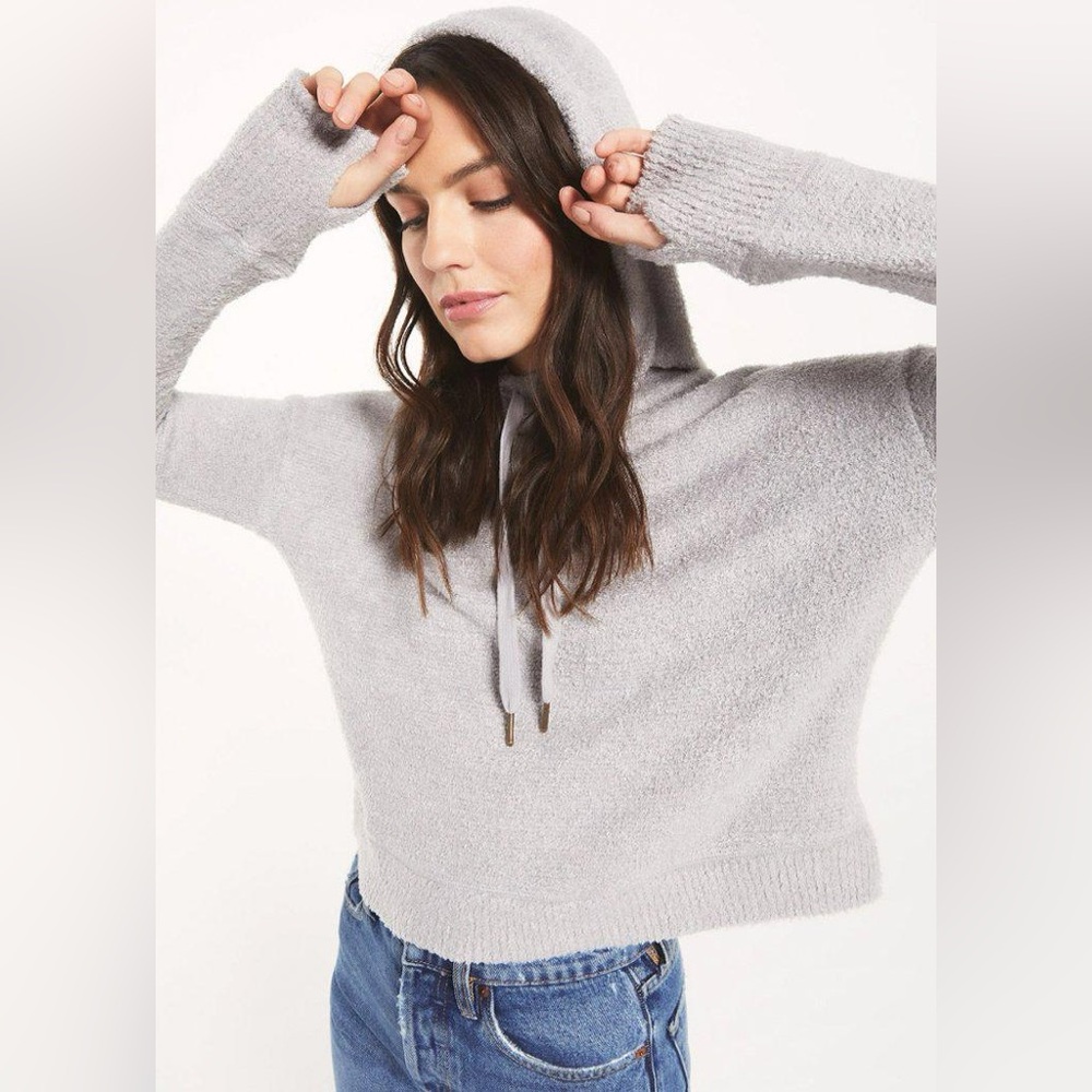 Z Supply Grey Sweater Hoodie Womens S Crop Top Lounge